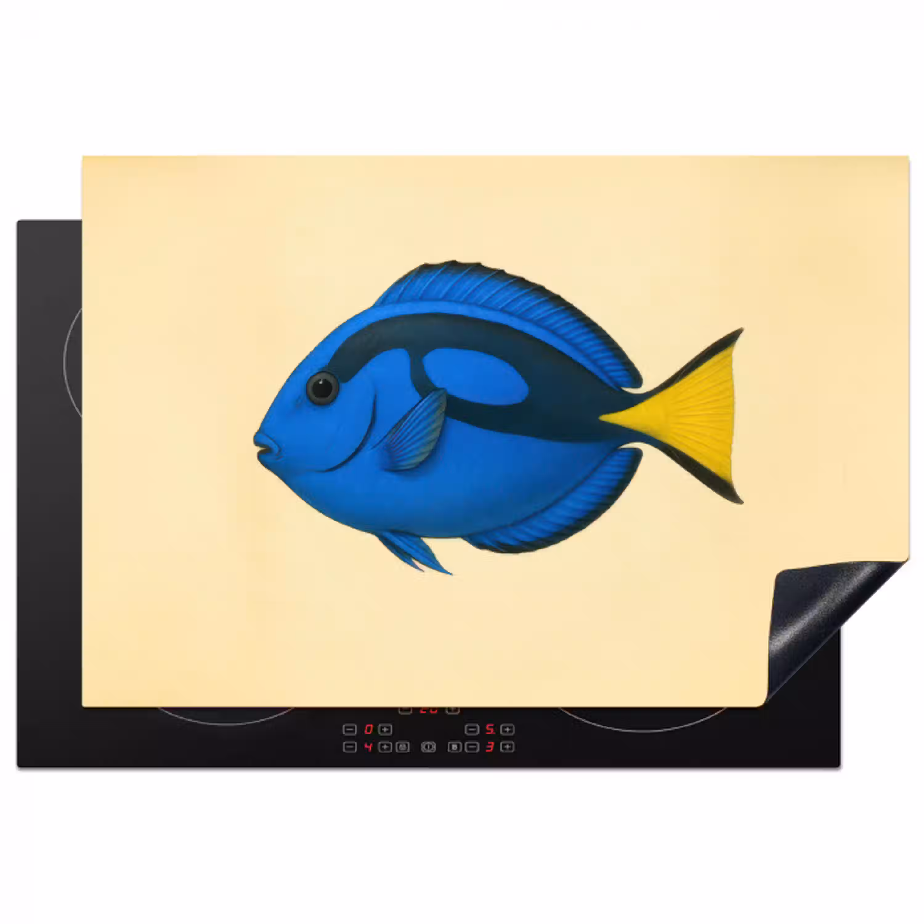 Blauw - Dory - Vis - Staartvin Inductie beschermer vinyl 3mm klein -3d