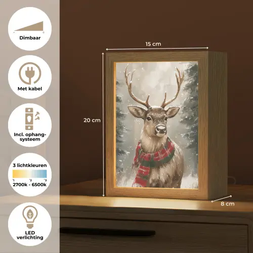 Winter - Bos - Rendier - Donker Light Box met kabel (Tafellamp) klein -USP_NL