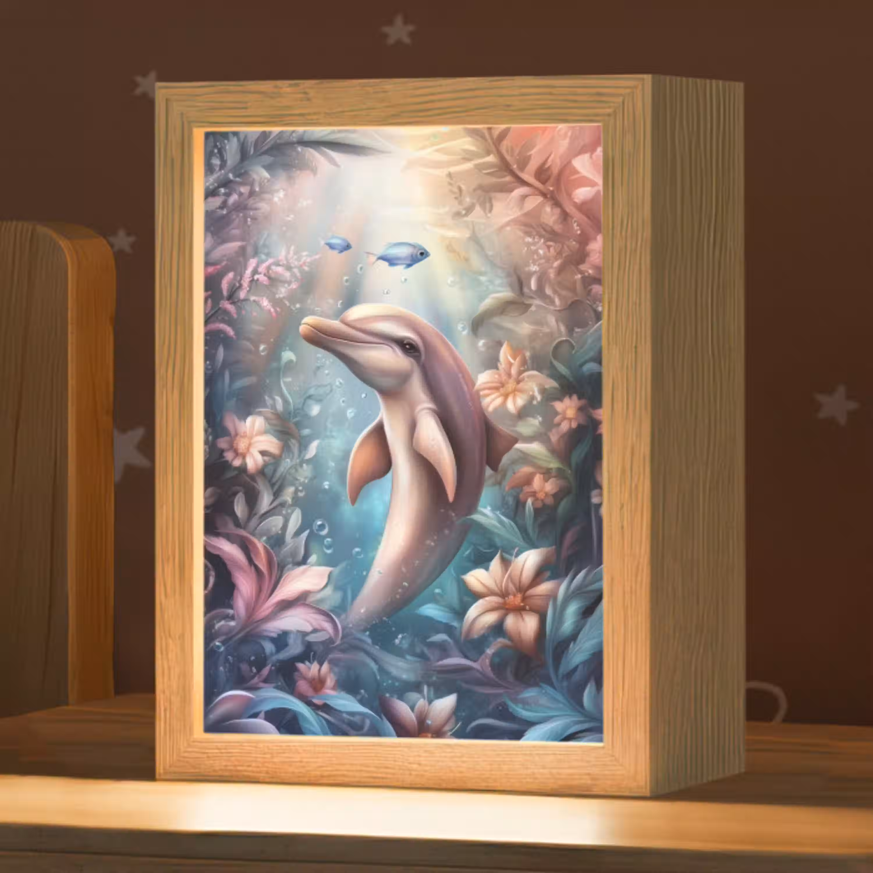 Dolfijn - Vissen - Onderwaterwereld - Bloemen Light Box met kabel klein -zzz_3d_website