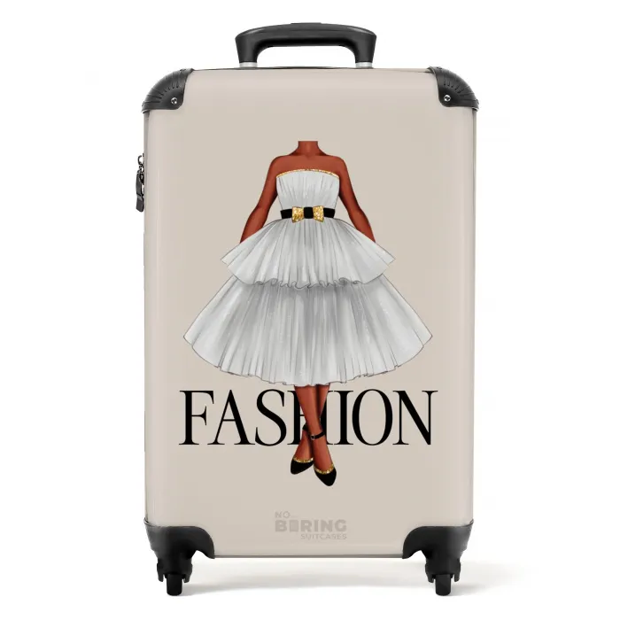 Fashion - Witte jurk NBS - Handbagage koffer - Kinderen Unisex middel -productfoto_recht