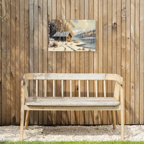 Winter - Sneeuw - Huis - Natuur Tuinposter op houten frame 2 cm dik klein -sfeer4