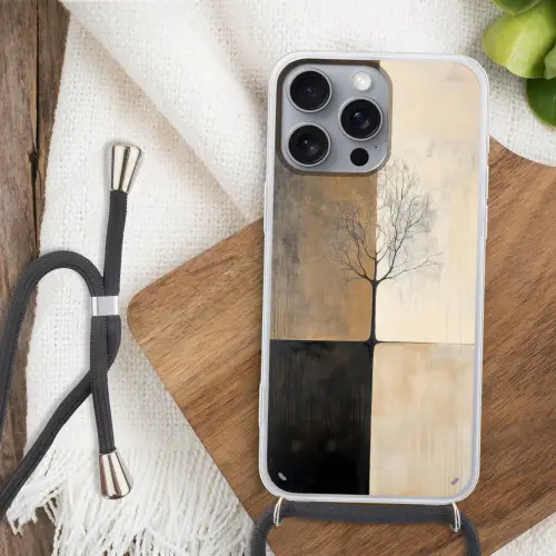 Boom - Vlakken - Takken - Kleurverloop Hoesje iPhone 16 Pro Max met koord klein -sfeer4
