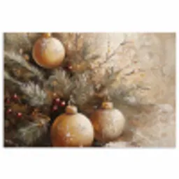 Kerst - Kerstballen - Beige - Goud poster papier klein -3d