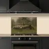Herderin met kudde schapen - Schilderij van Anton Mauve keuken achterwand spatscherm klein -sfeer1