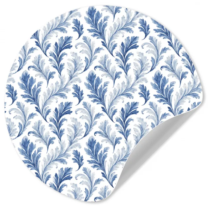 Frans - Citroen - Bladeren  - Blauw Wandcirkel behangsticker klein 186 -3d