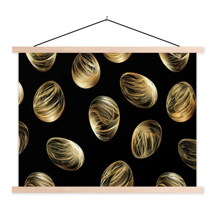 Eieren - Goud - Patroon textielposter latten blank klein -3d