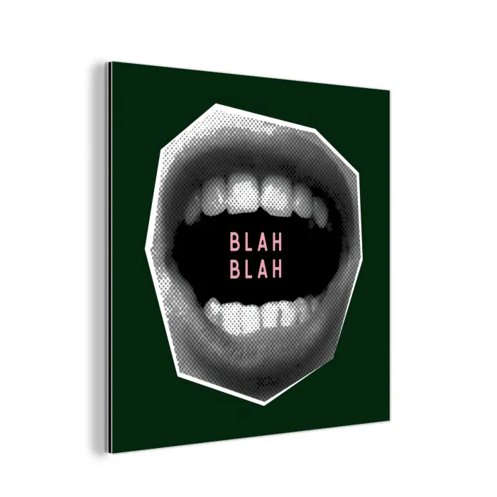 Mond - Groen - Illustratie - BLAH BLAH aluminium wit klein -3d