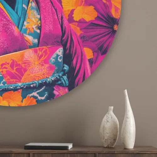 Kimono - Roze - Panda - Bloemenkroon Akoestische PET Vilt - Rond klein -sfeer5_closeup