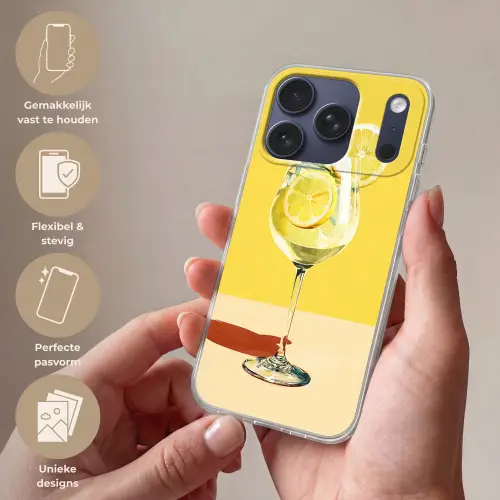 Wijnglas - Citroen - Geel - Minimalistisch Telefoonhoesje iPhone 17 Pro klein -sfeer3_NL