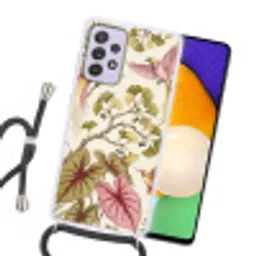 Vogels - Tropisch - Botanisch - Roze Hoesje Samsung Galaxy A52 5G met koord klein -sfeer1