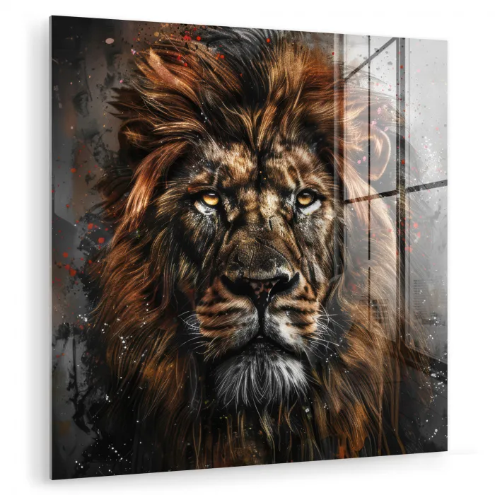 Leeuw - Dieren - Portret - Zwart - Luxe plexiglas 5mm klein -zzzproduct_nieuw