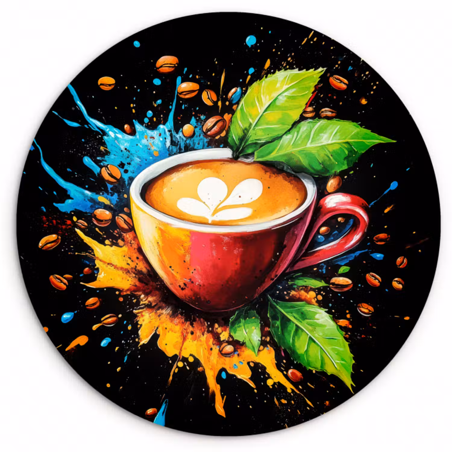Glasbild Rund - Kaffee - Graffiti - Trinken - Abstrakt