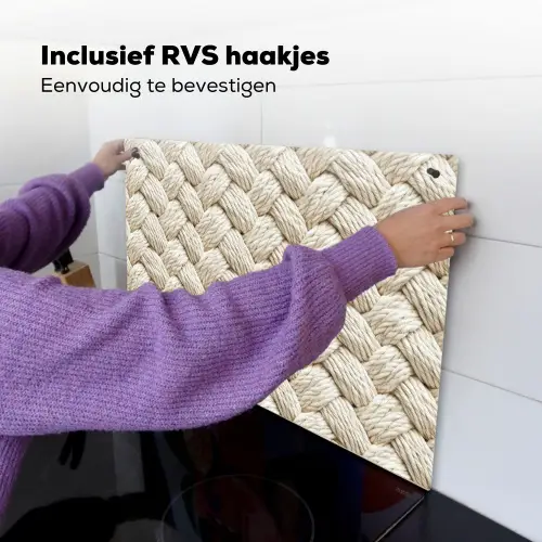 Touw - Gebreid - Beige Inductie beschemer met haakjes klein 777 -ky-ophangen-nl