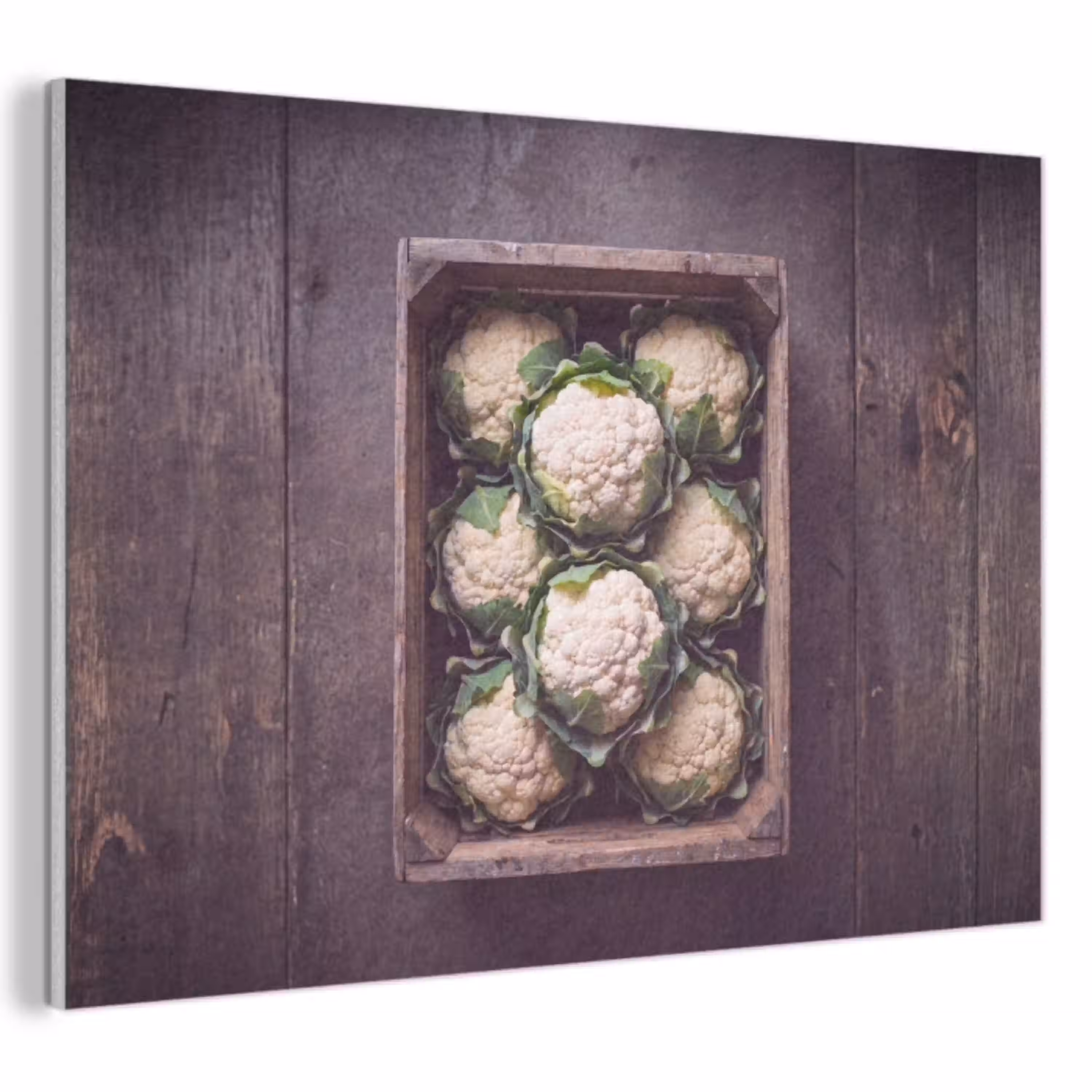 Bloemkool - Houten kist PET vilt klein -3d