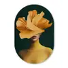 Vrouw - Hoed - Geel Wandcirkel Ovaal Glas middel -3d