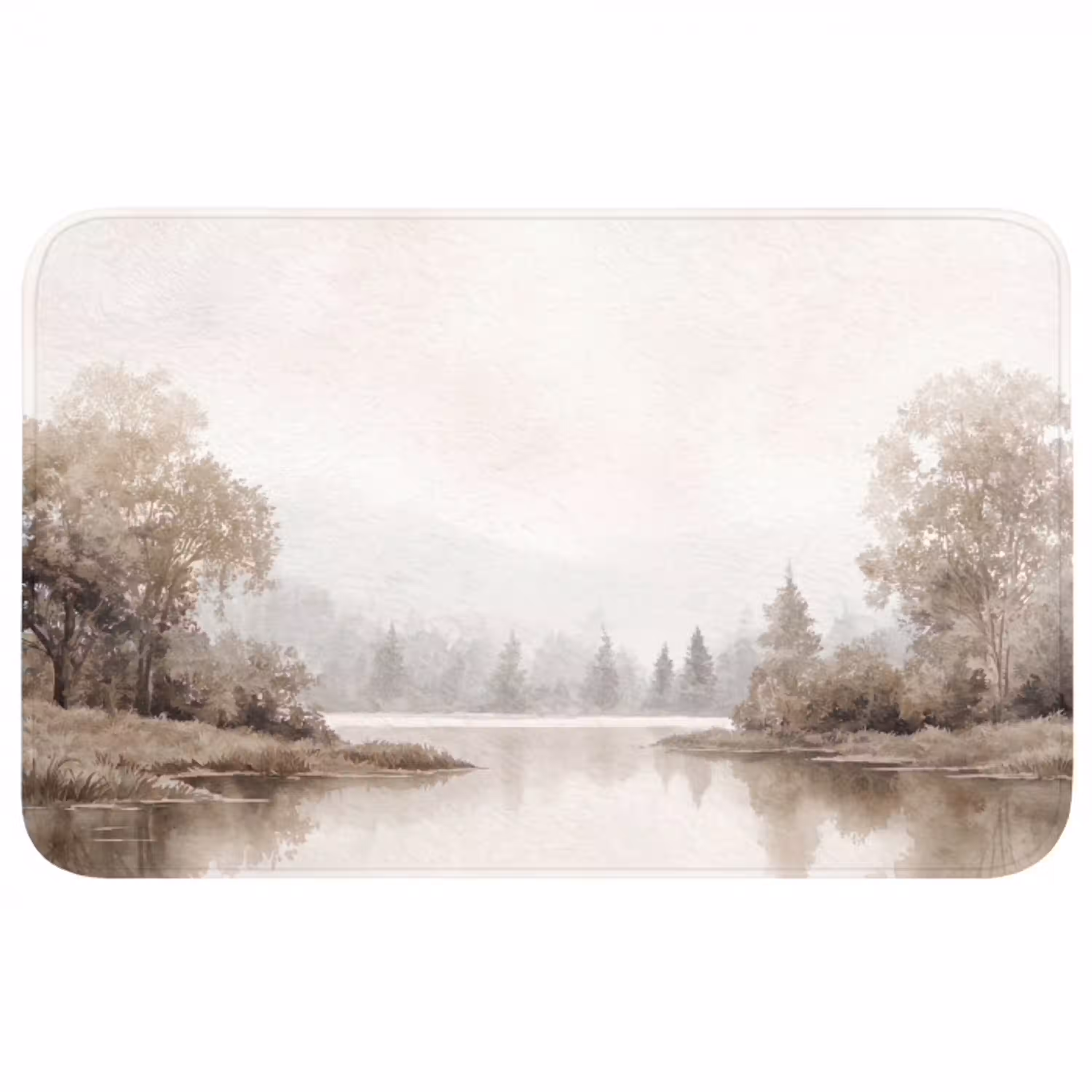 Rivierlandschap - Minimalistisch - Aardetinten WCmat middel -3d