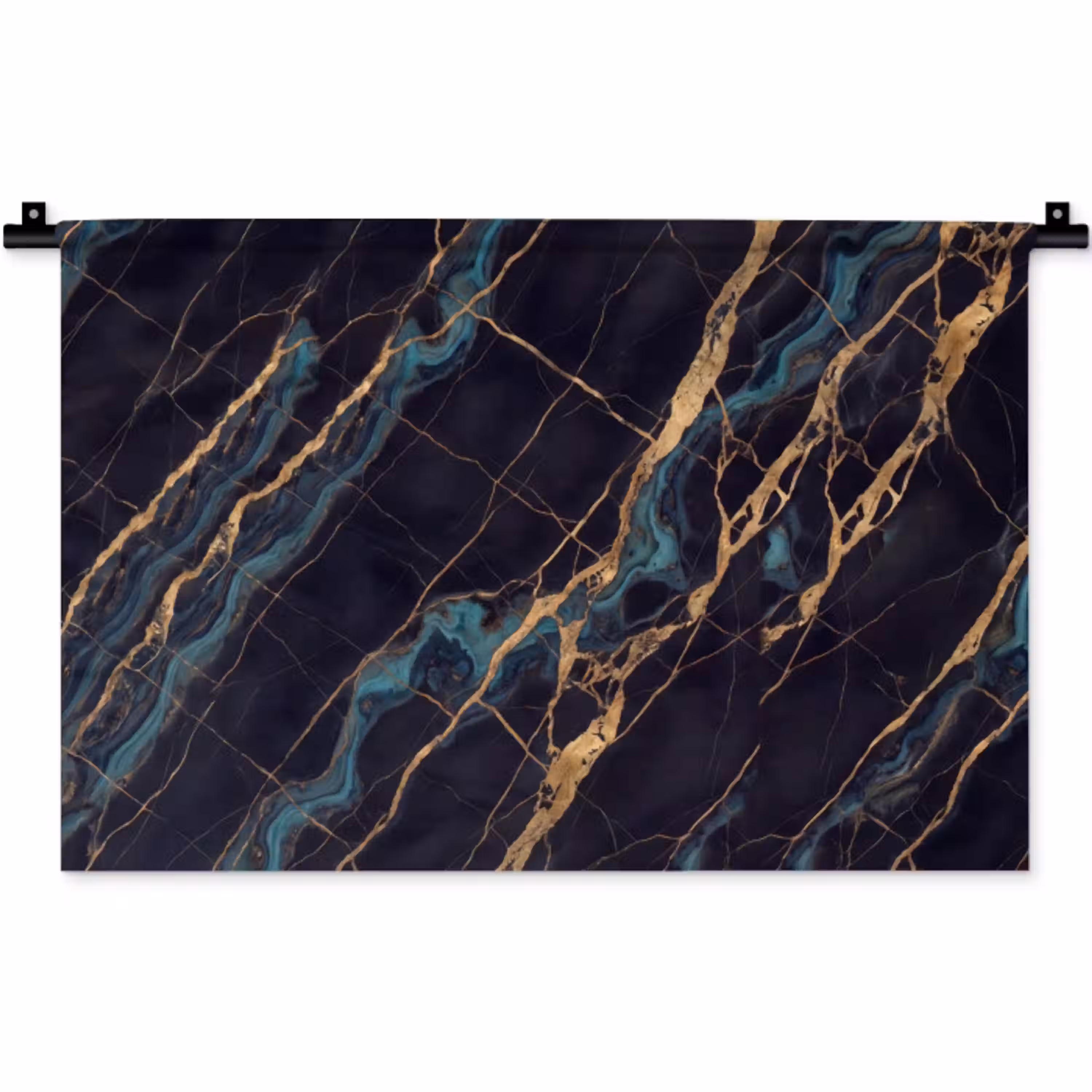 Abstract - Gouden lijnen - Kunst - Modern - Zwart Wandkleed katoen klein -zz3d