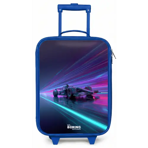 Neon - Raceauto - Lichtstrepen - Paars Kinderkoffer - Blauw klein -zz3dotto
