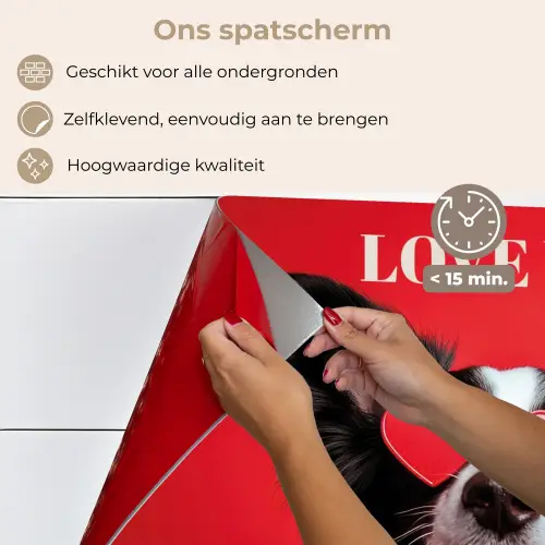 Hond - Hartjesbril - Loveyou - Rood keuken achterwand spatscherm klein -spatscherm_NL