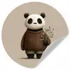 Panda - Blauwe bloemen - Zachtheid Wandcirkel behangsticker klein -3d