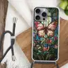 Vlinder - Roze - Bloemen - Bladeren Hoesje iPhone 16 Pro Max met koord klein -sfeer4