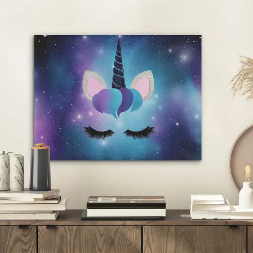 Eenhoorn - Sterrenstelsel - Magisch - Blauw PET vilt klein -sfeer1