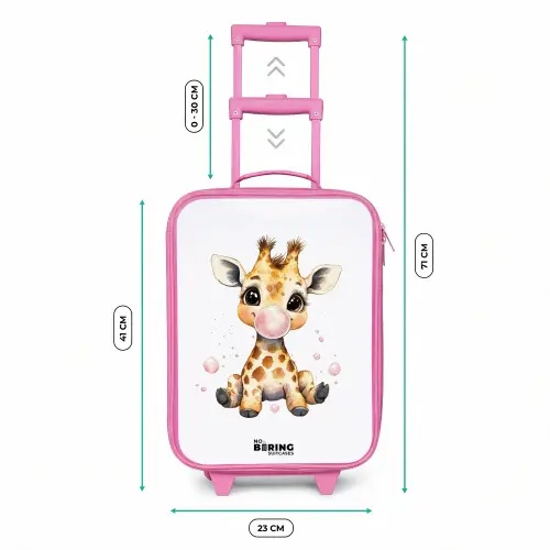 Giraffe met roze kauwgombal Kinderkoffer - Roze klein -productfoto_formaten