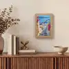 Santorini - Bloemen - Griekenland Light Box met kabel (Tafellamp) klein -sfeer2