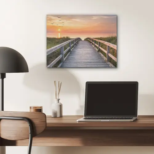 Zonsonderang - Zee - Pad - Gras - Duin - Vogels PET vilt klein -sfeer5