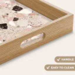 Licht - Roze - Terrazzo - Stenen Dienblad Rechthoek middel -USP_HandgreepEN