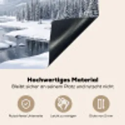 Sneeuwlandschap - Bergen - Rivier - Winter Inductie beschemer met haakjes klein -ky-onderkant-de