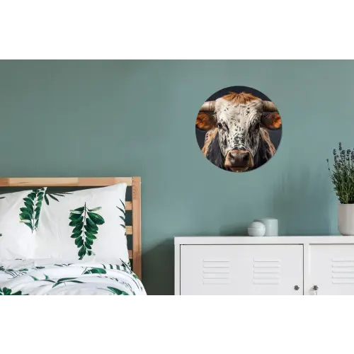 Stier - Kleurrijk - Hoorns Wandcirkel aluminium klein -slaapkamer