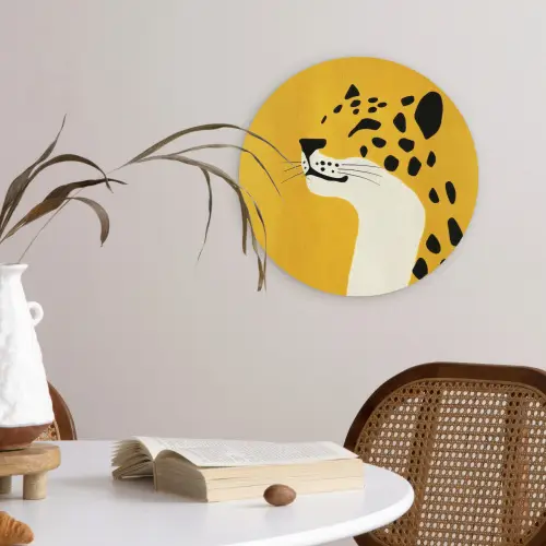 Cheetah - Illustratie - Geel Wandcirkel plexiglas klein -sfeer4