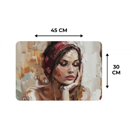 Vrouw - Verflook - Portret - Modern Placemat vinyl groot -specs