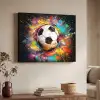 Voetbal - Verf - Kleuren - Zwart - Wit Textielframe zwart klein -sfeer3