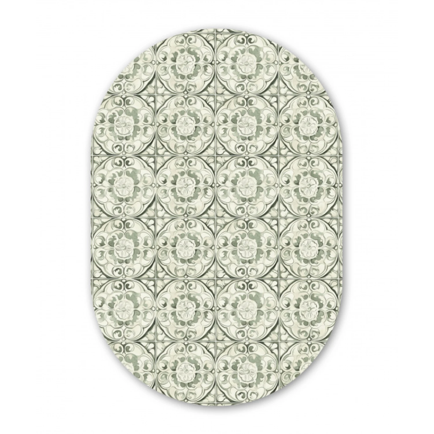 Krulornament - Tegel - Groen Wandcirkel Ovaal Aluminium middel 839 -3d