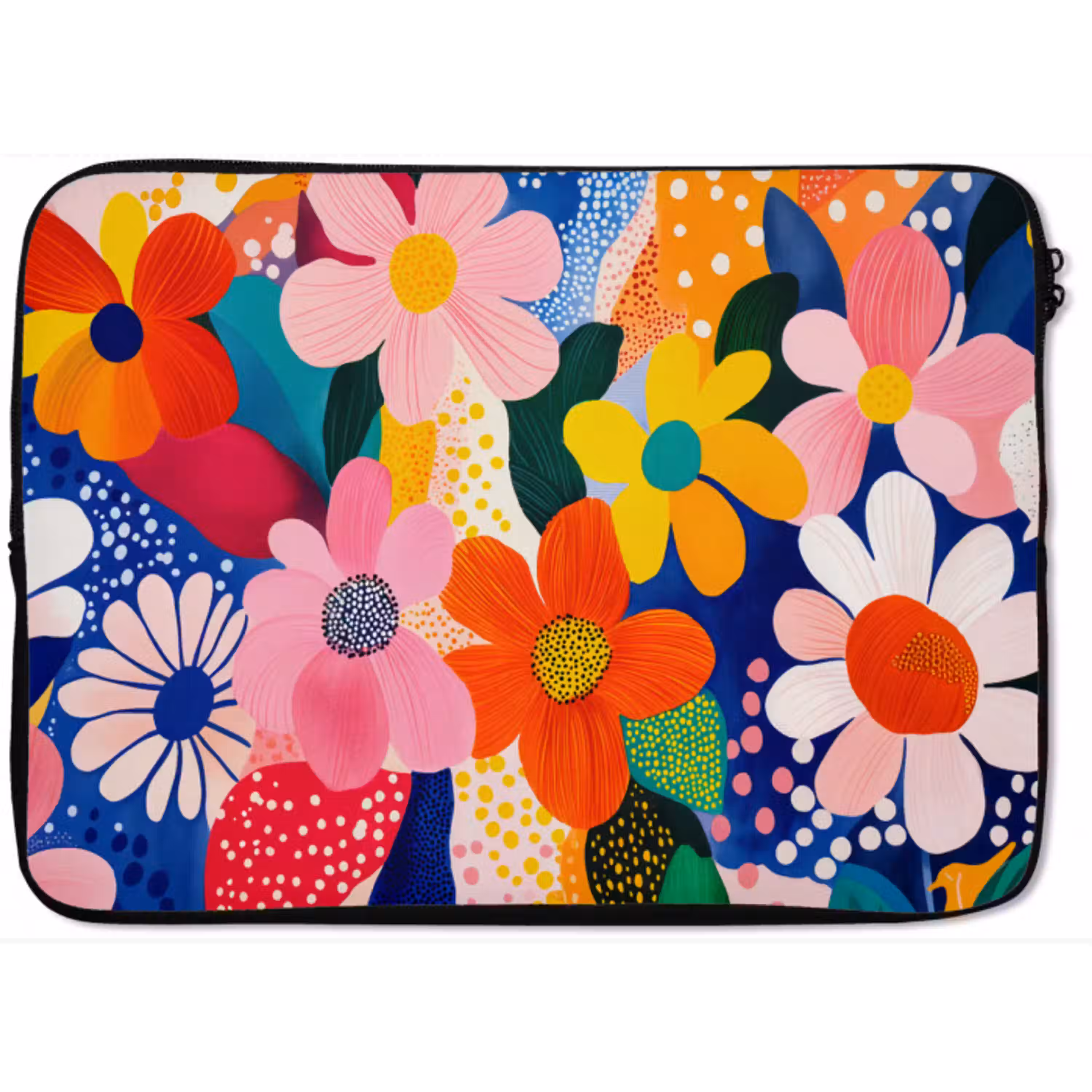 Bloemen - Kleurrijk - Stippen laptophoes neopreen klein -zkaufland3dotto