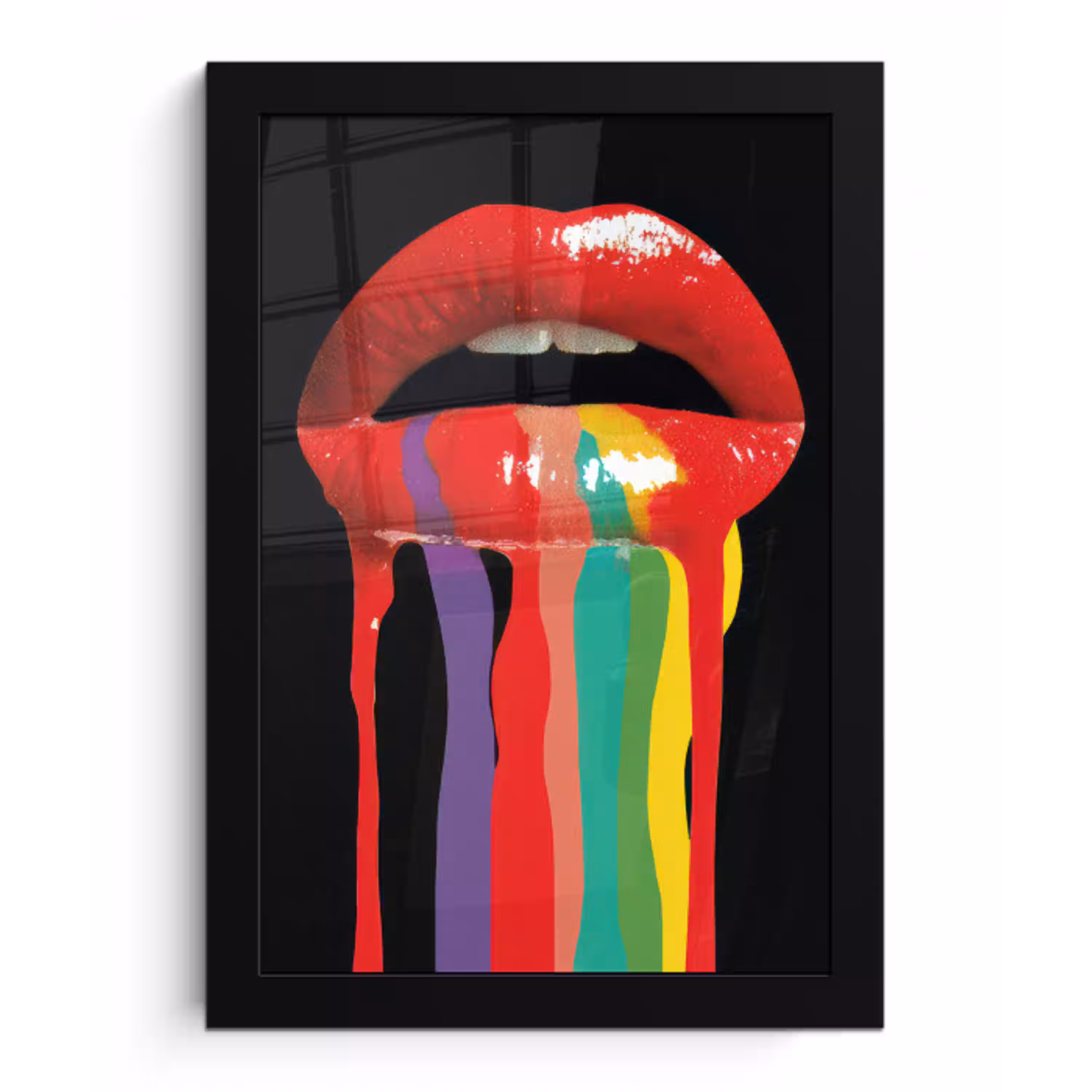 Lippen - Kleuren - Zwart fotolijst zwart zonder passe partout klein -3d