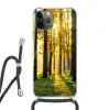 Bos - Zon - Bomen - gras - Landschap Hoesje iPhone 12 Pro met koord klein -3d