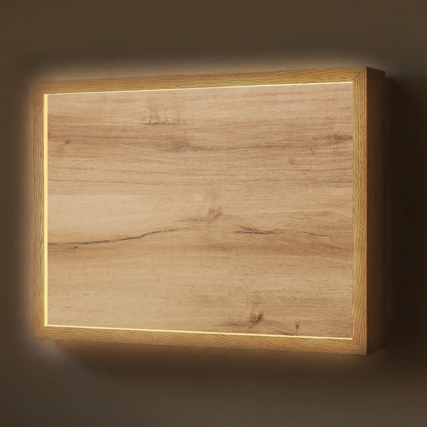 Houtlook - Bruin - Hout Light Box met batterij (Wandlamp) middel -z3d_website