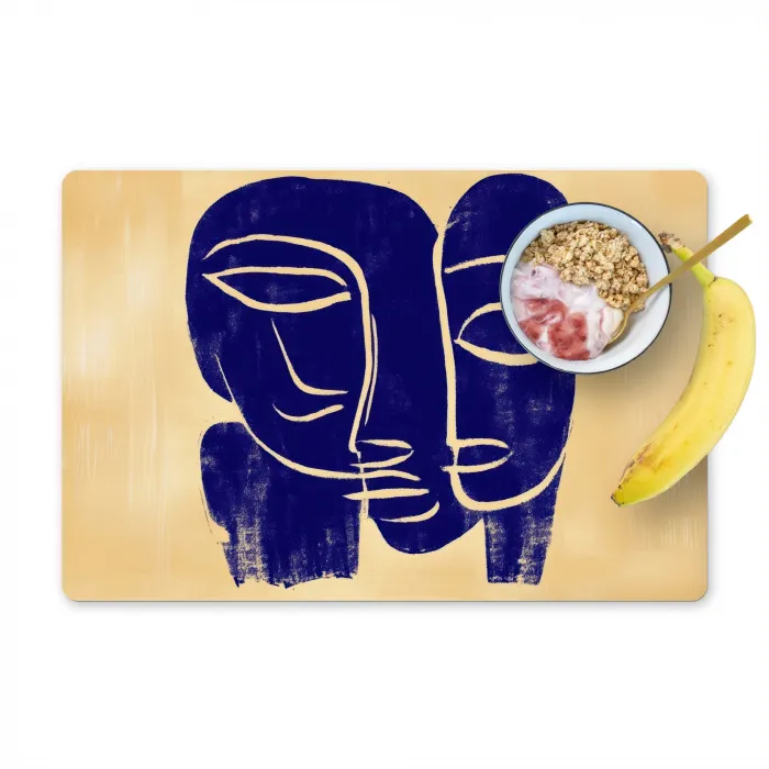 Okergeel - Blauw - Eenvoudige lijnen Placemat vinyl groot -zzzproduct_Kitchenyeah-website