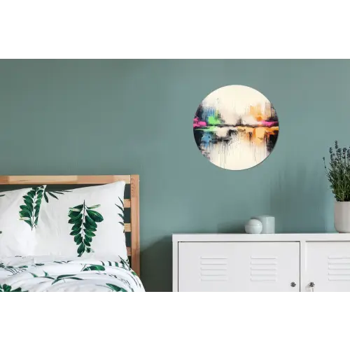 Abstract - Kleurexplosie - Landschap Wandcirkel aluminium klein -slaapkamer