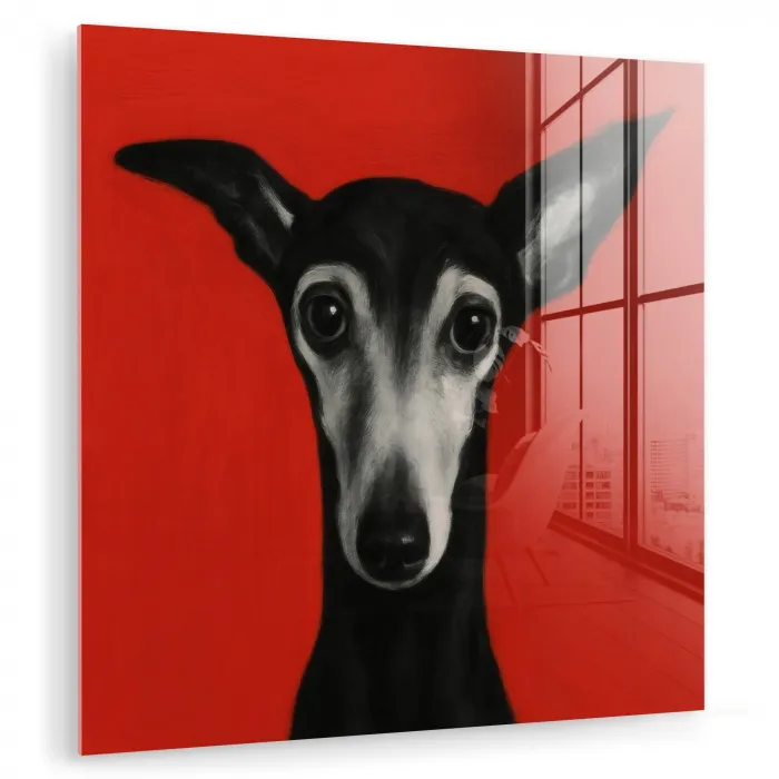 Windhond - Minimalistisch - Rood plexiglas 5mm klein -zzzproduct_nieuw