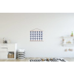 Tegelmotief - Blauw - Wit - Bloem textielposter latten blank klein 122 -kinderkamer