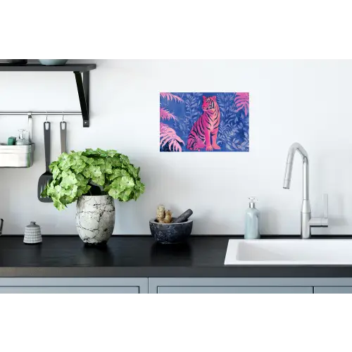Tijger - Roze - Bladeren - Jungle Muursticker klein -keuken