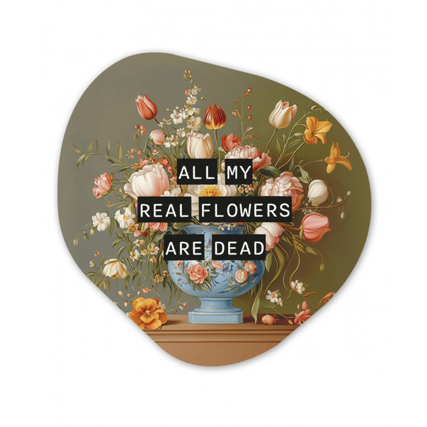 Bloem - Quote - Vintage - Art Wandcirkel Organisch Plexiglas middel -3d