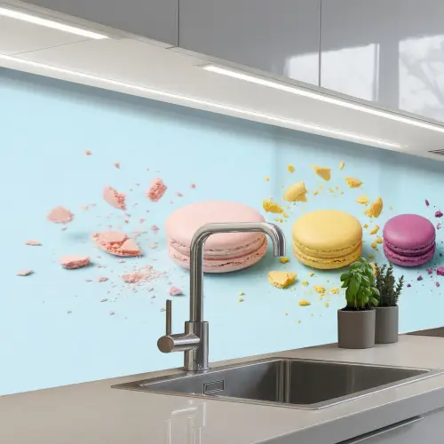 Macarons - Kleurrijk - Pastel keuken achterwand 2 middel -3d_schuin