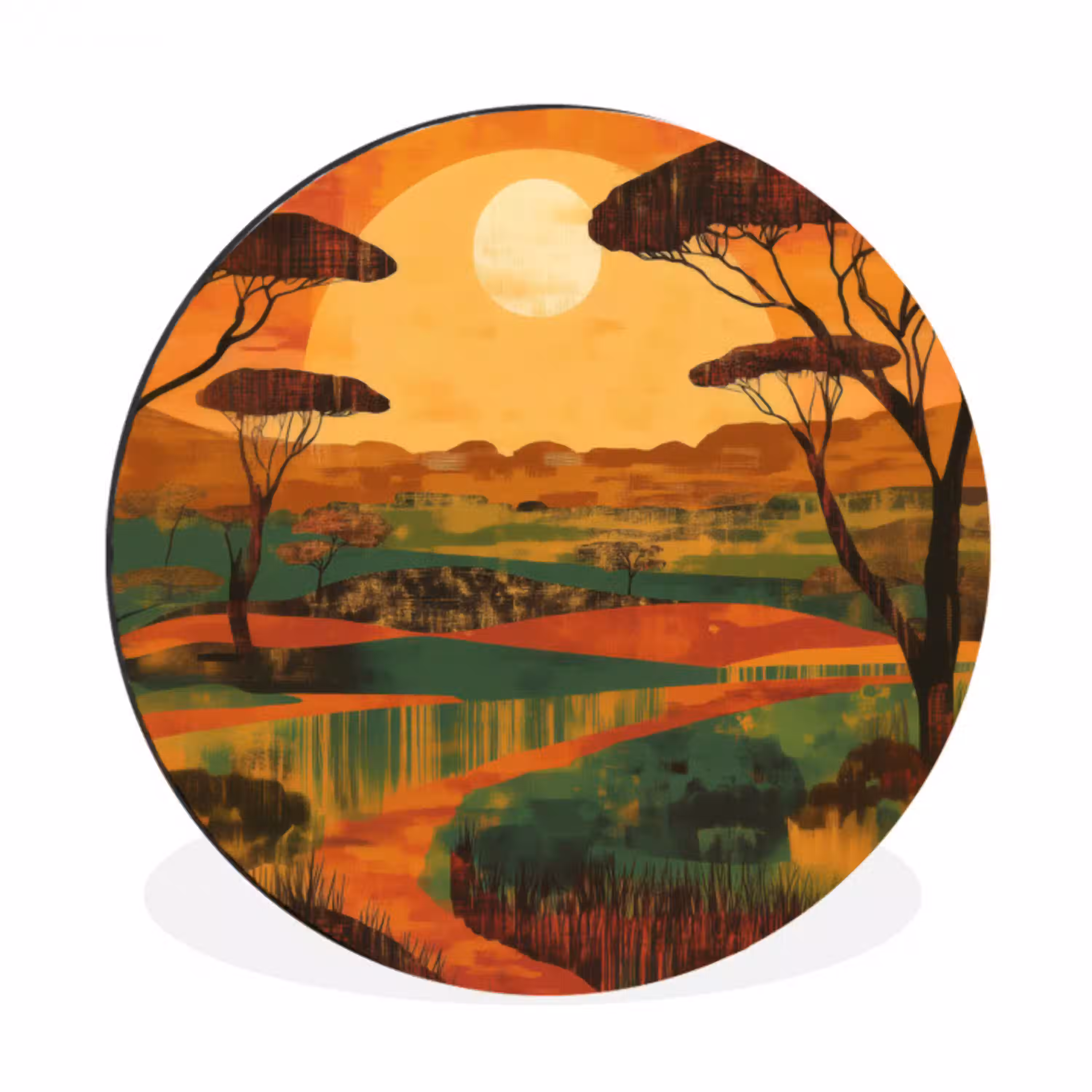 Landschap - Afrikaans - Zon Wandcirkel aluminium klein -3d