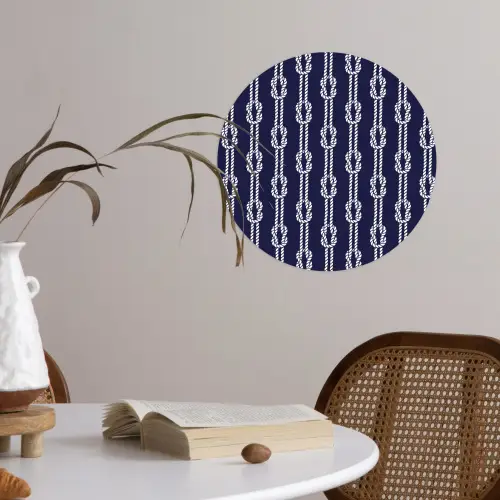 Oceaan - Touw - Blauw - Wit Wandcirkel behangsticker klein 186 -sfeer3