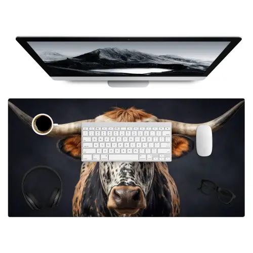 Stier - Kleurrijk - Hoorns Muismat XXL klein -3d